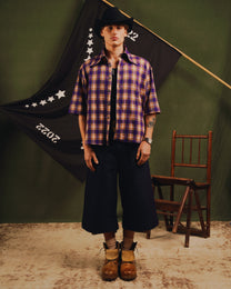 2IN1 DETACHABLE FLANNEL SHIRT PURPLE