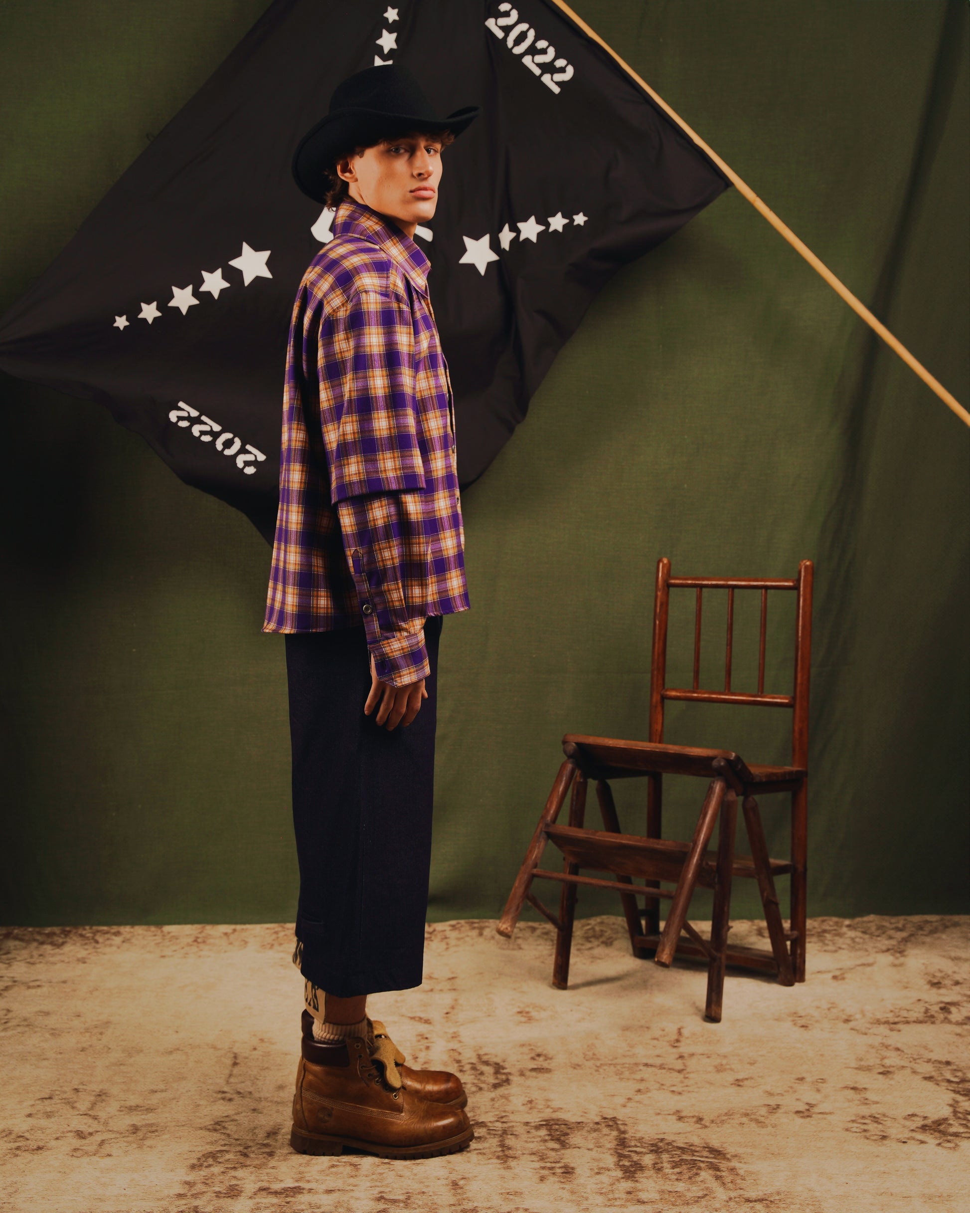 2IN1 DETACHABLE FLANNEL SHIRT PURPLE