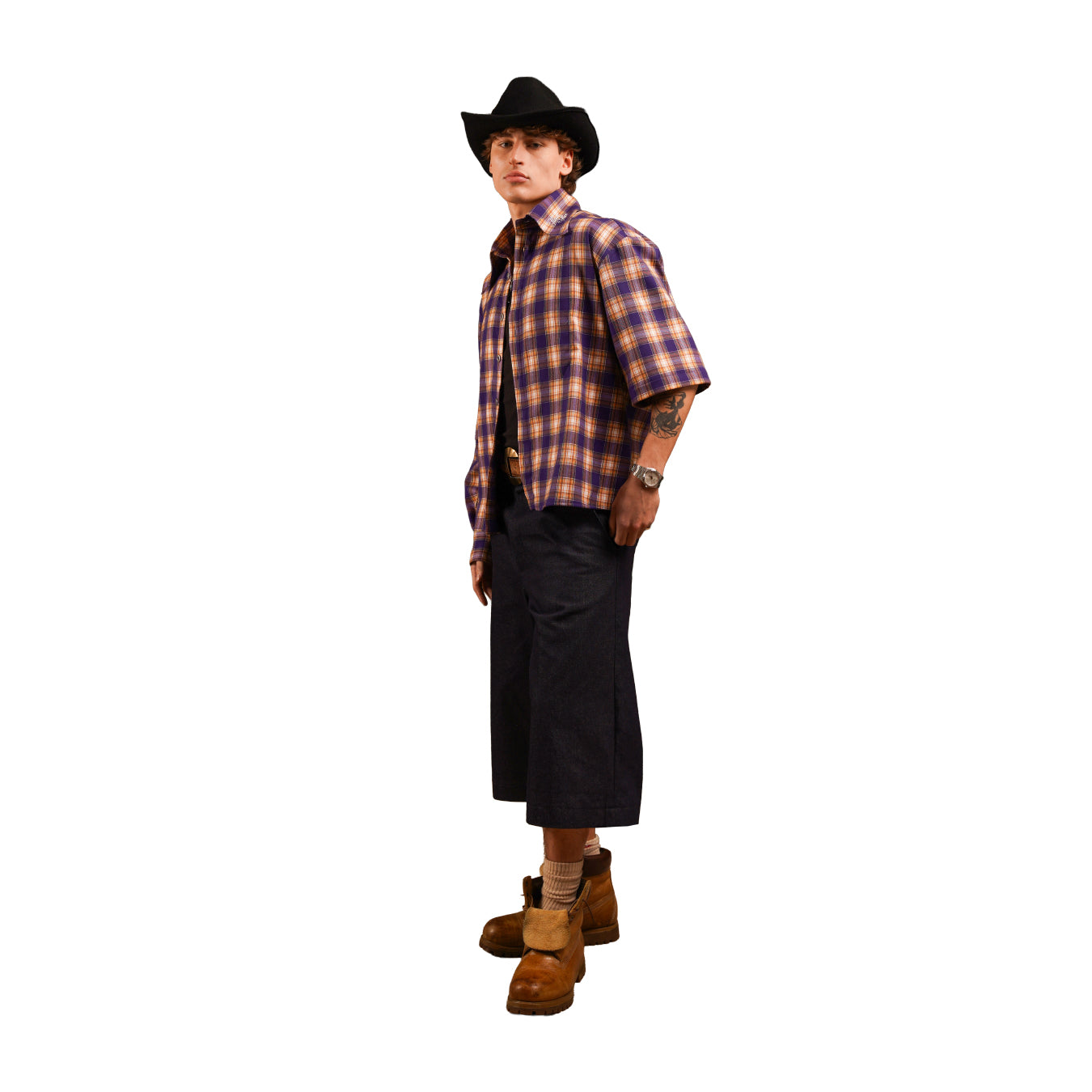 2IN1 DETACHABLE FLANNEL SHIRT PURPLE