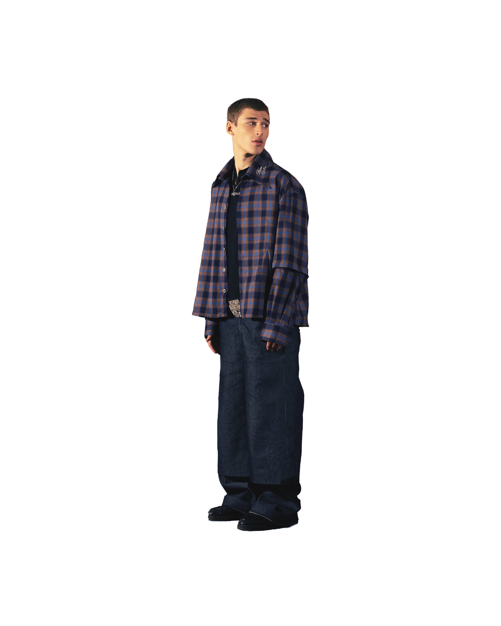 Detachable Flannel Shirt 2-in-1 — Blue Orange