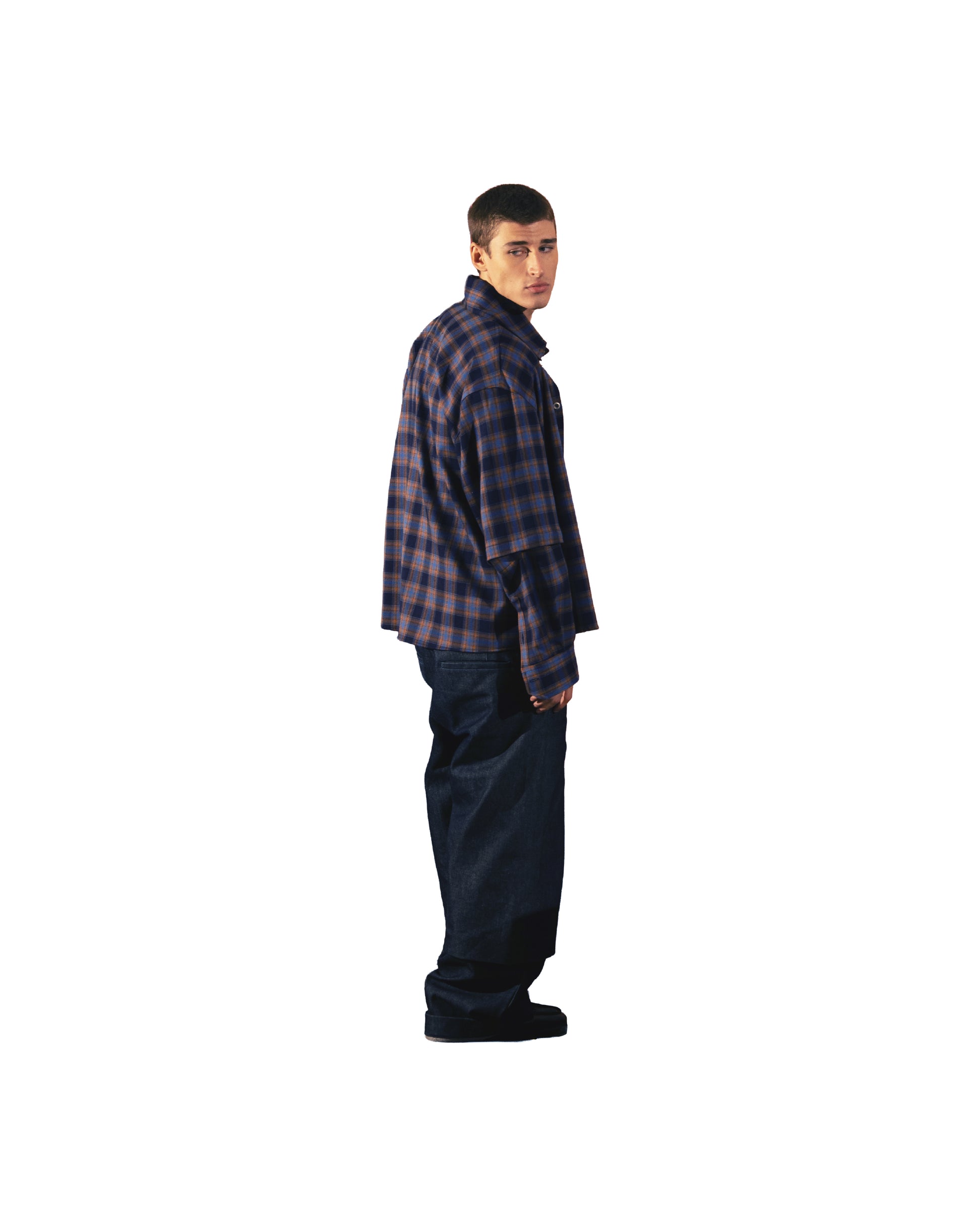 Detachable Flannel Shirt 2-in-1 — Blue Orange