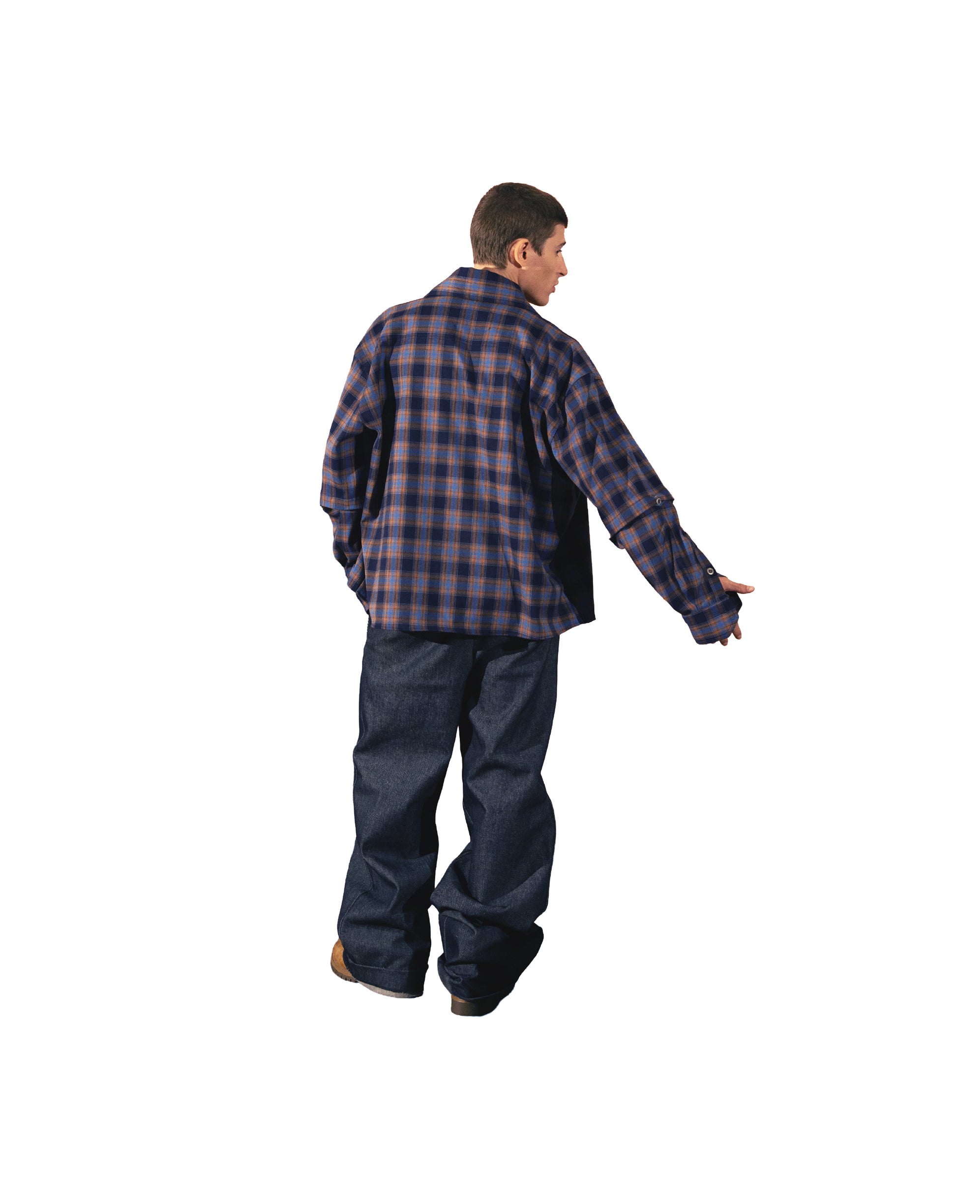 Detachable Flannel Shirt 2-in-1 — Blue Orange