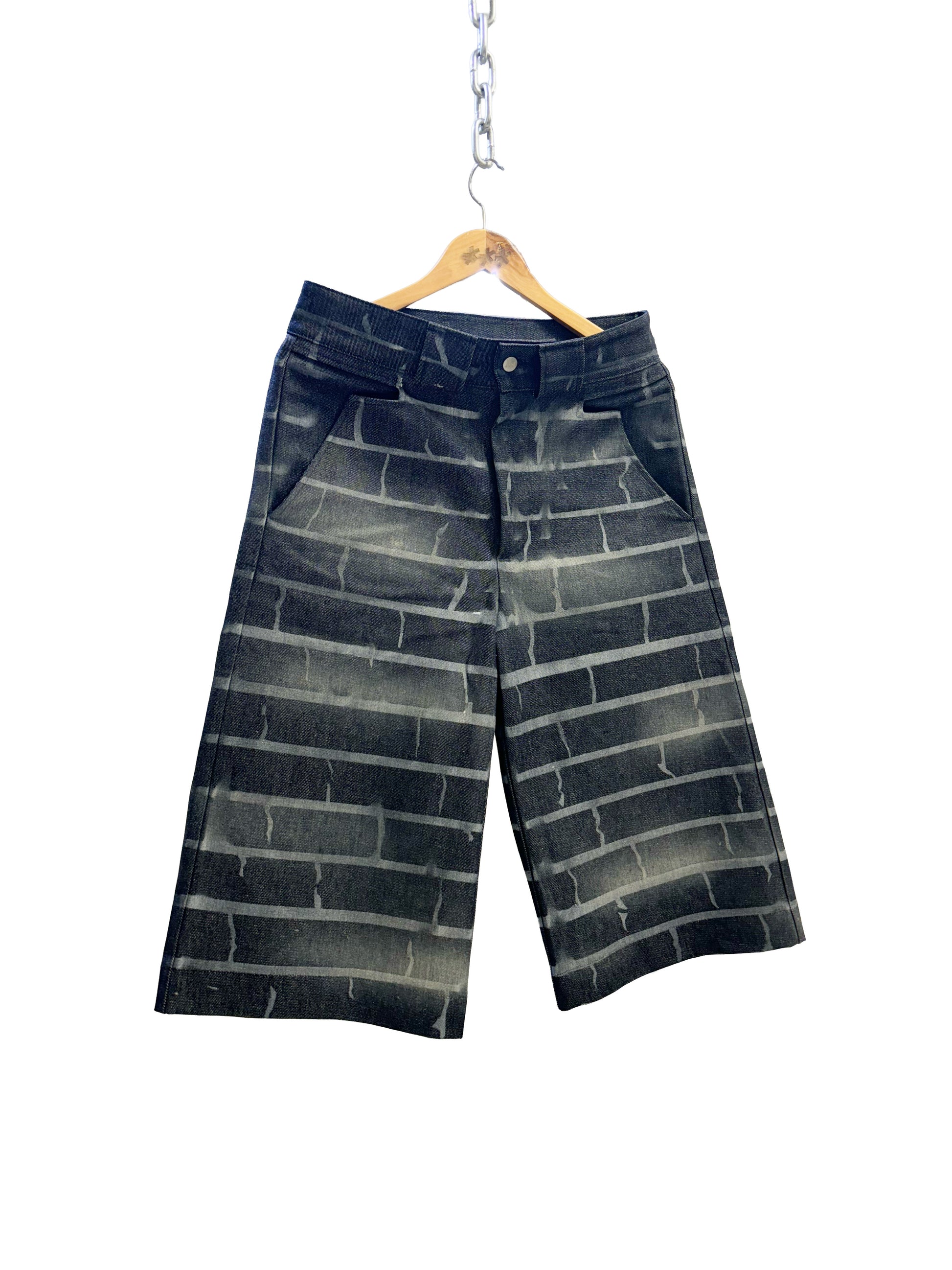 &quot;RAW BRICK&quot; SMOKED INDIGO RAW DENIM JORTS CUSTOM|| 1969 FOLLEMENTE