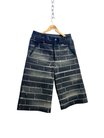 &quot;RAW BRICK&quot; SMOKED INDIGO RAW DENIM JORTS CUSTOM|| 1969 FOLLEMENTE