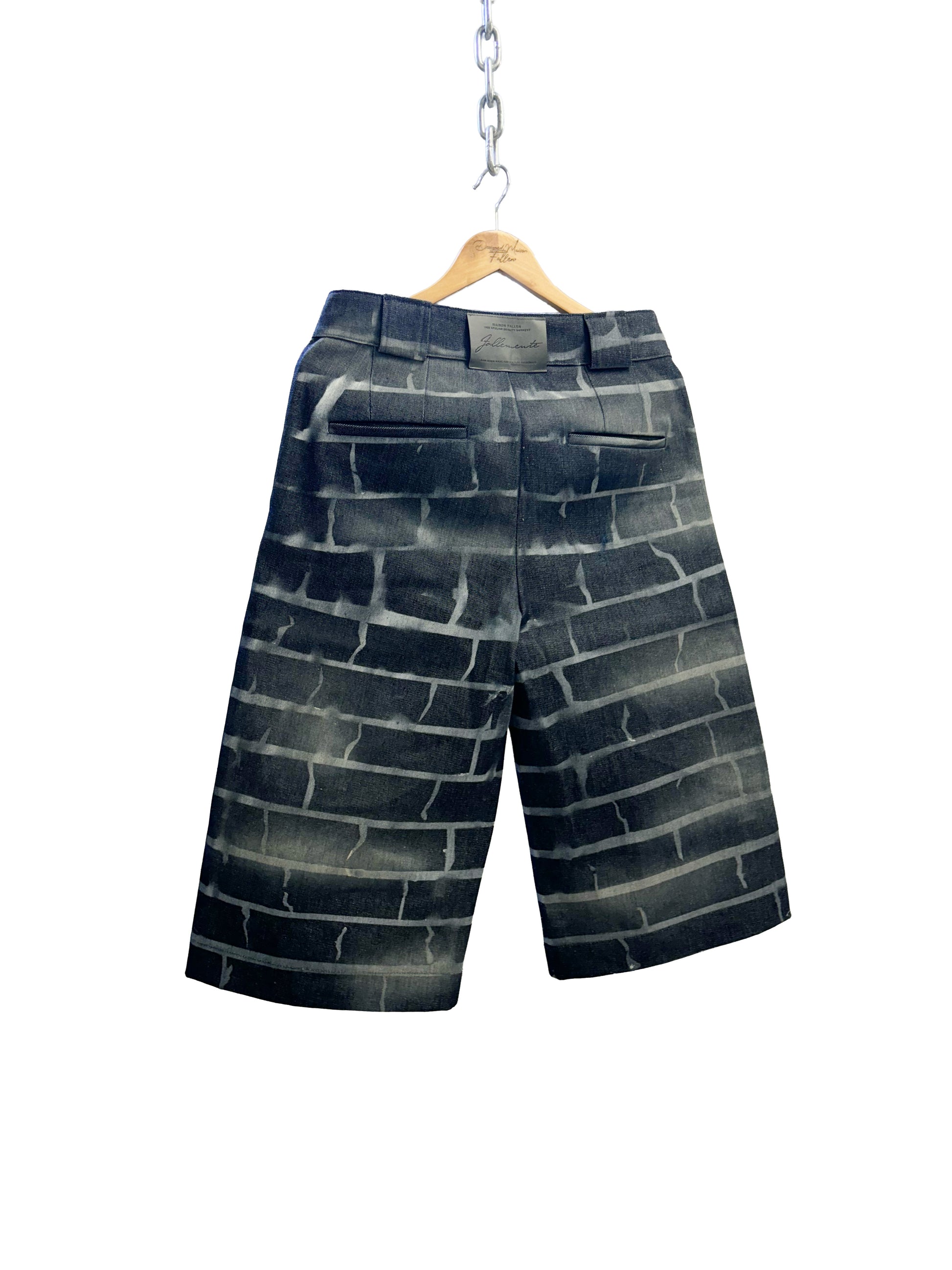 &quot;RAW BRICK&quot; SMOKED INDIGO RAW DENIM JORTS CUSTOM|| 1969 FOLLEMENTE