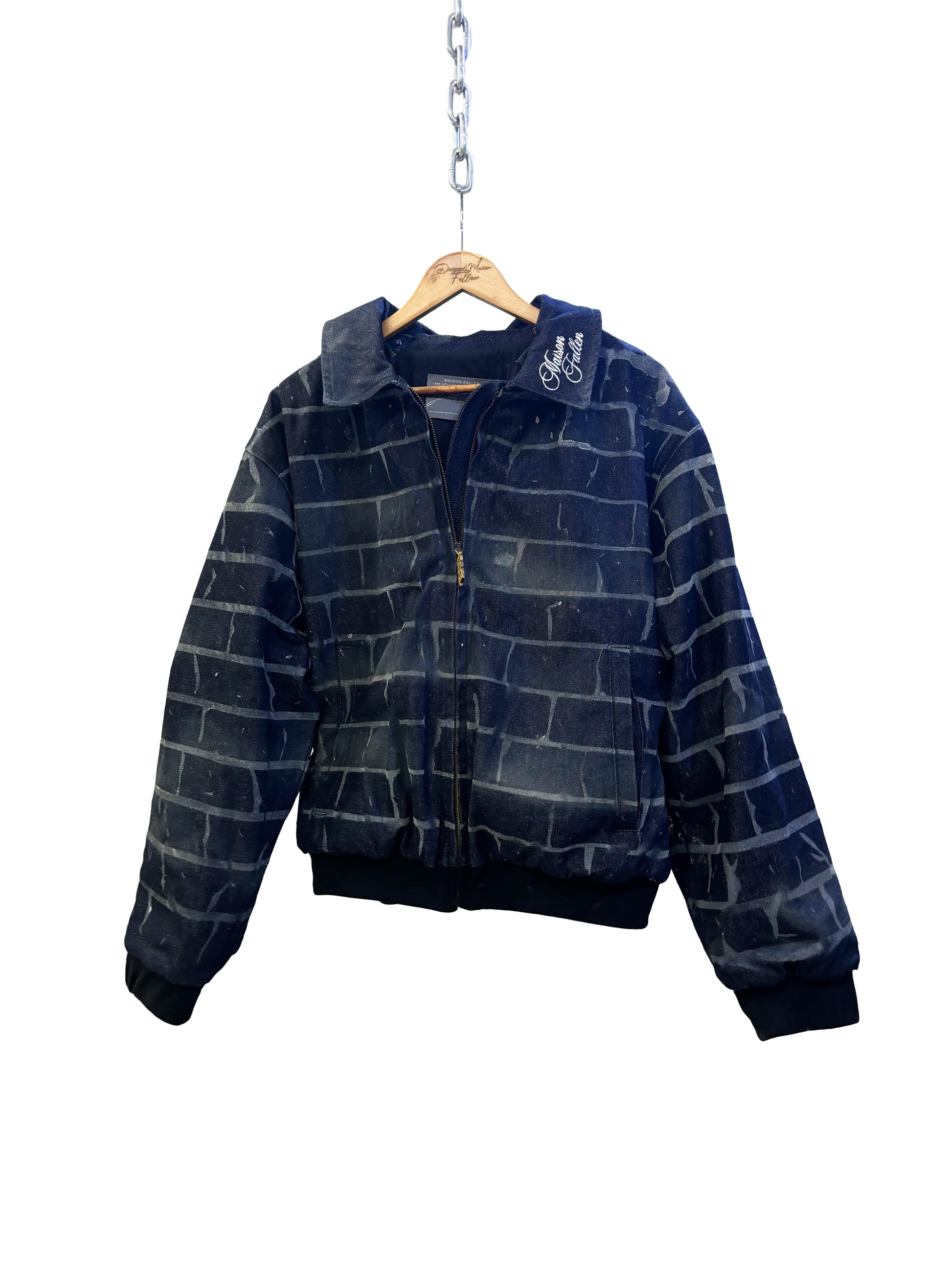 &quot;RAW BRICK&quot; SÉCURITÉ RAW DENIM BOMBER JACKET CUSTOM || 1969 FOLLEMENTE