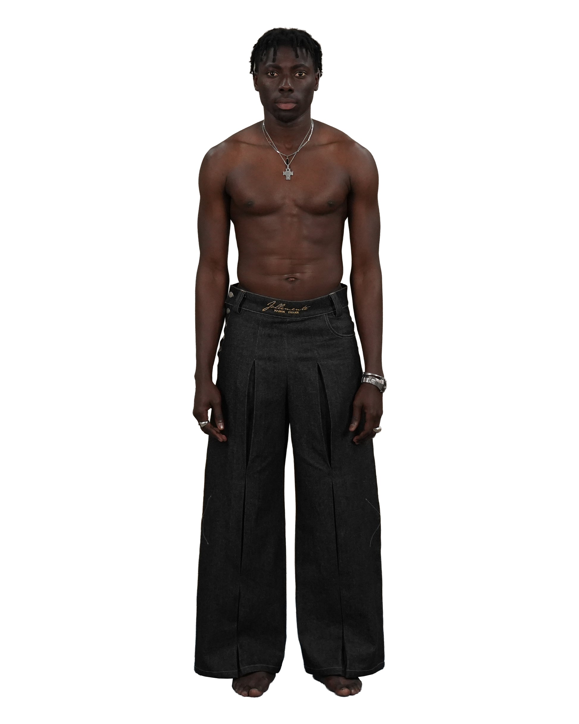 Sculpted Black Raw Denim Jeans — Follemente