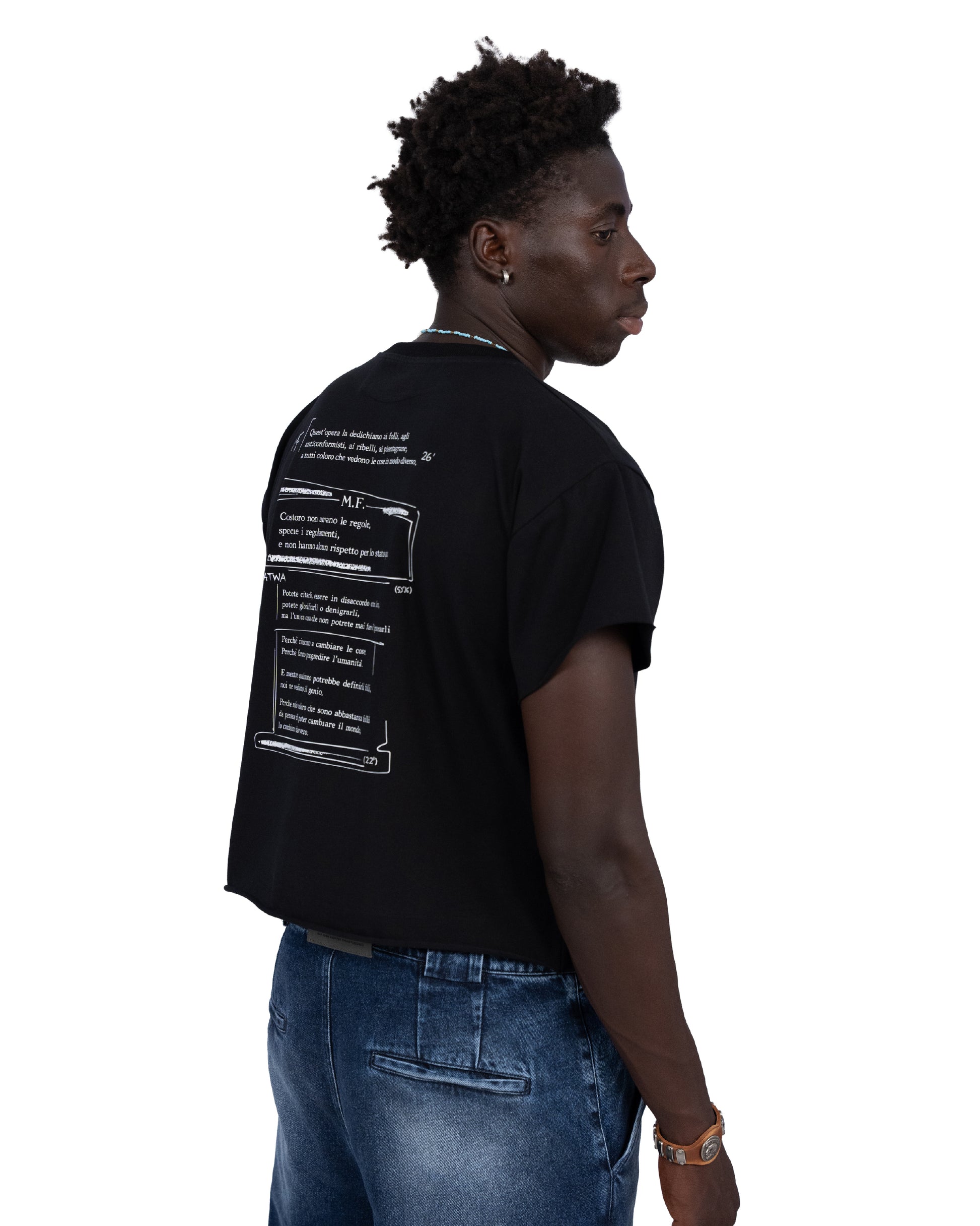 "follemente" organic cotton baby tee black — Patwa SS26