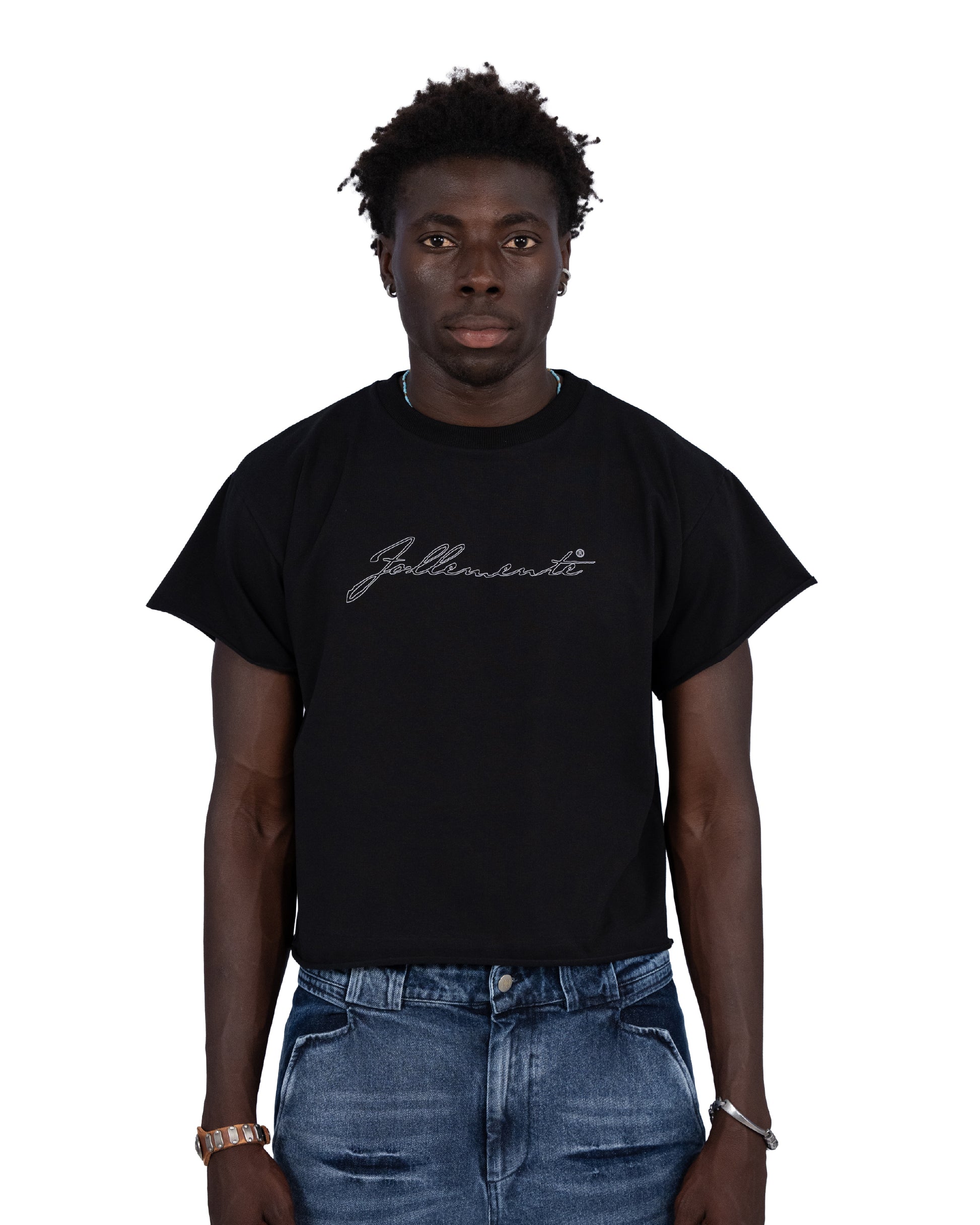 "follemente" organic cotton baby tee black — Patwa SS26