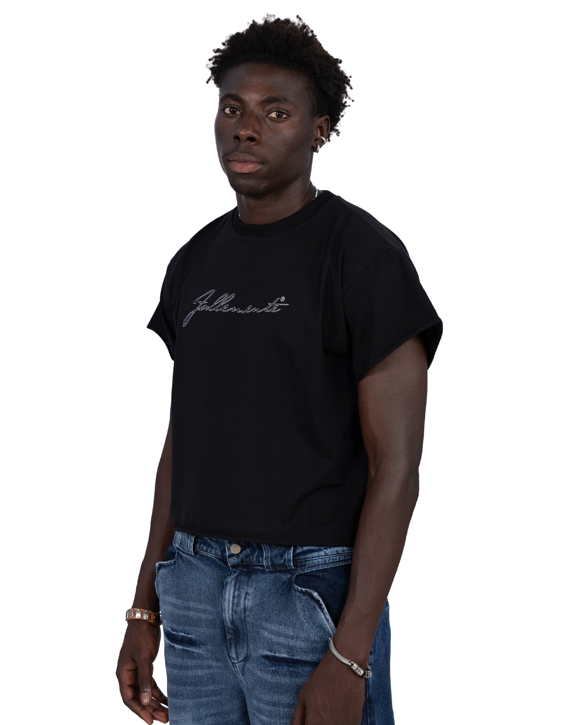 "follemente" organic cotton baby tee black — Patwa SS26