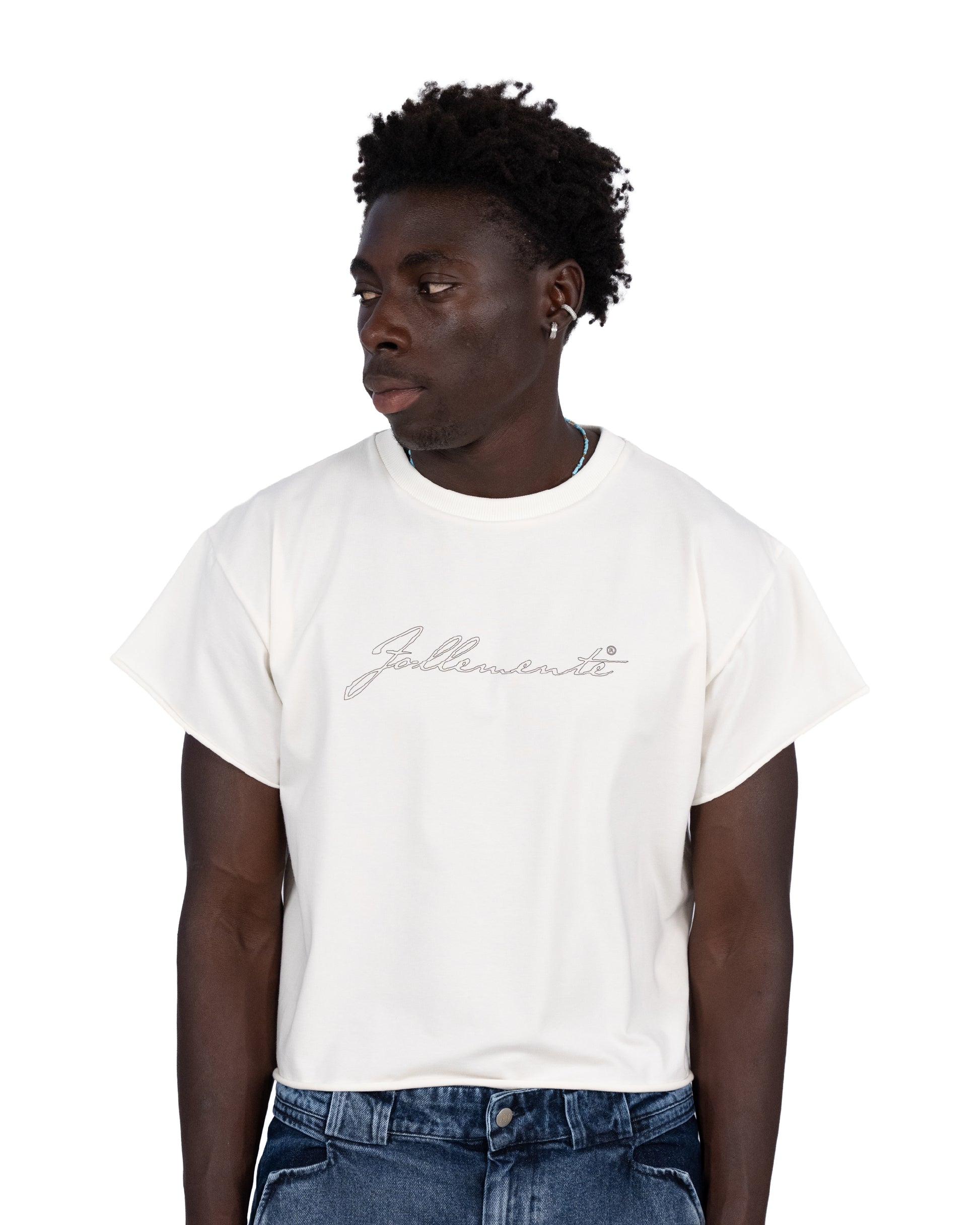 “follemente”  organic cotton baby tee white — Patwa SS26