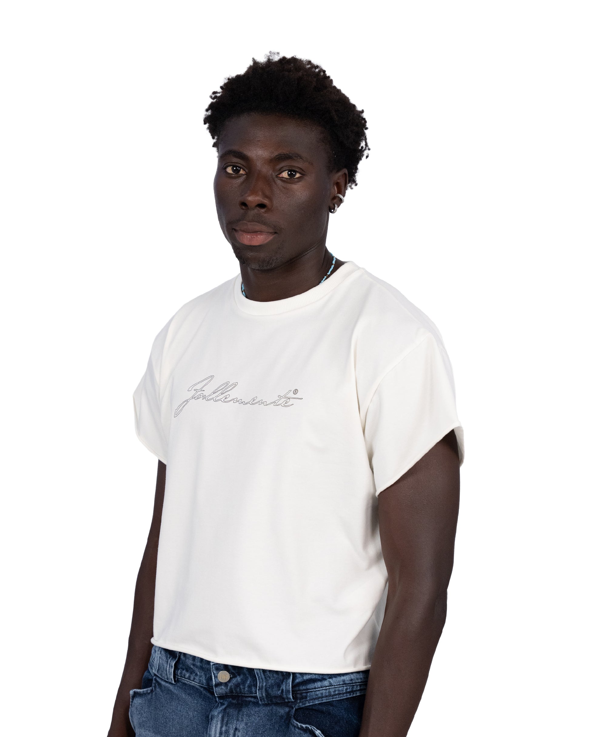 “follemente”  organic cotton baby tee white — Patwa SS26