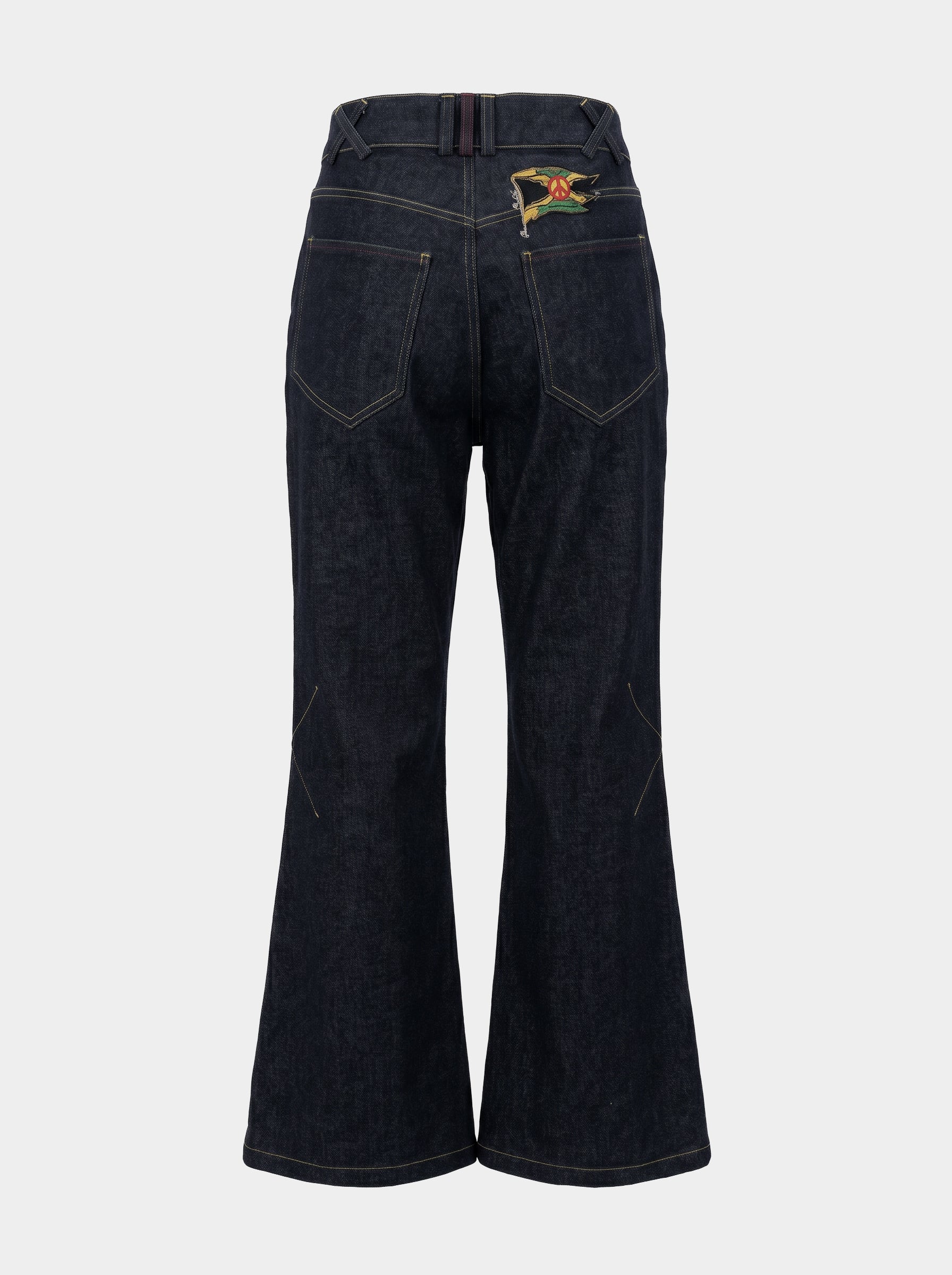 Black Raw Denim Bootcut Jeans — Roots Patwa SS26