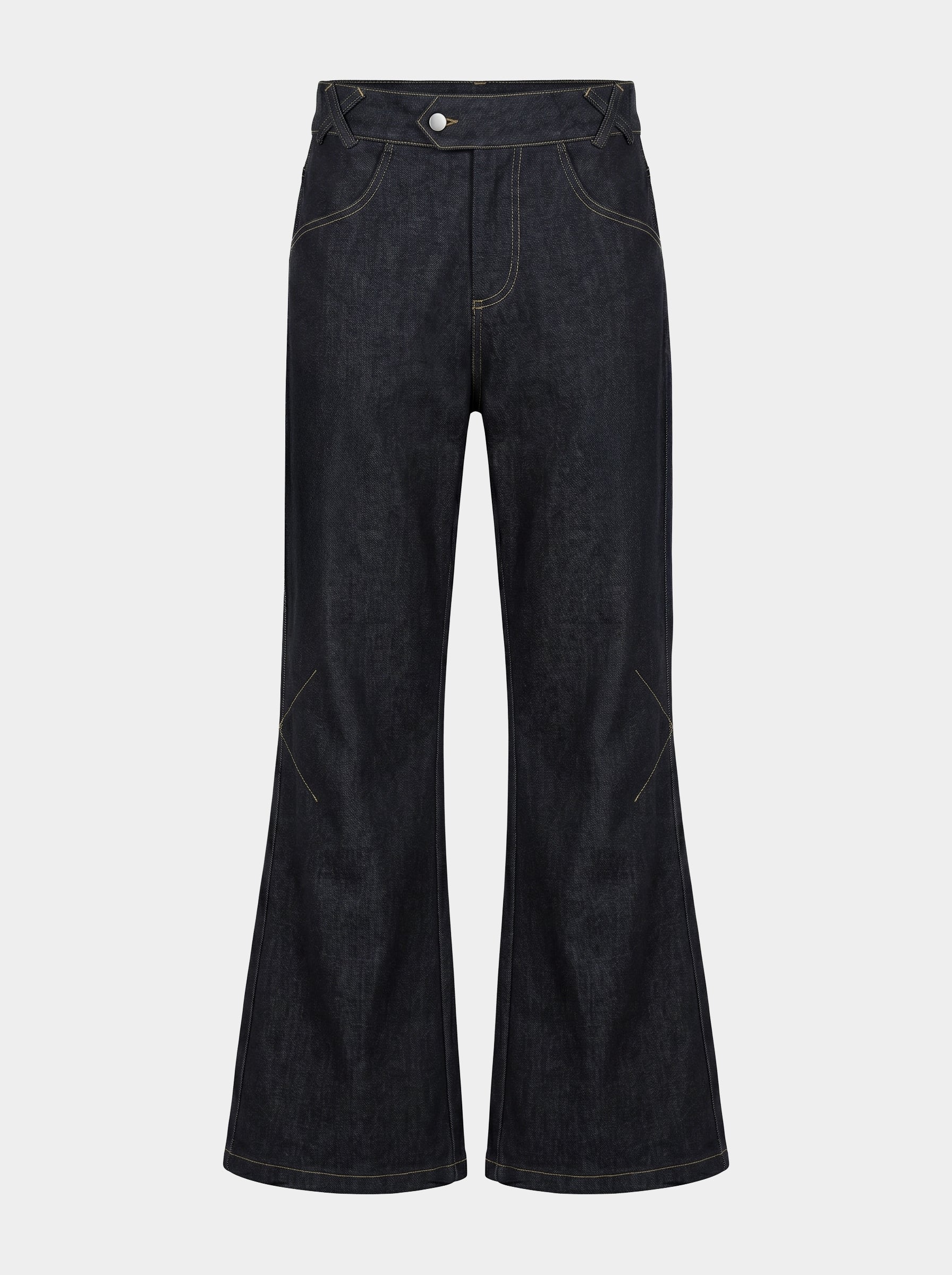 Black Raw Denim Bootcut Jeans — Roots Patwa SS26