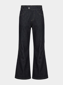 Black Raw Denim Bootcut Jeans — Roots Patwa SS26