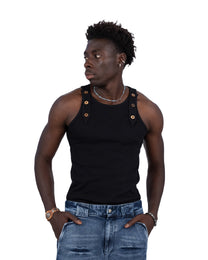 "coconut" cotton rib tank black  — Patwa SS26