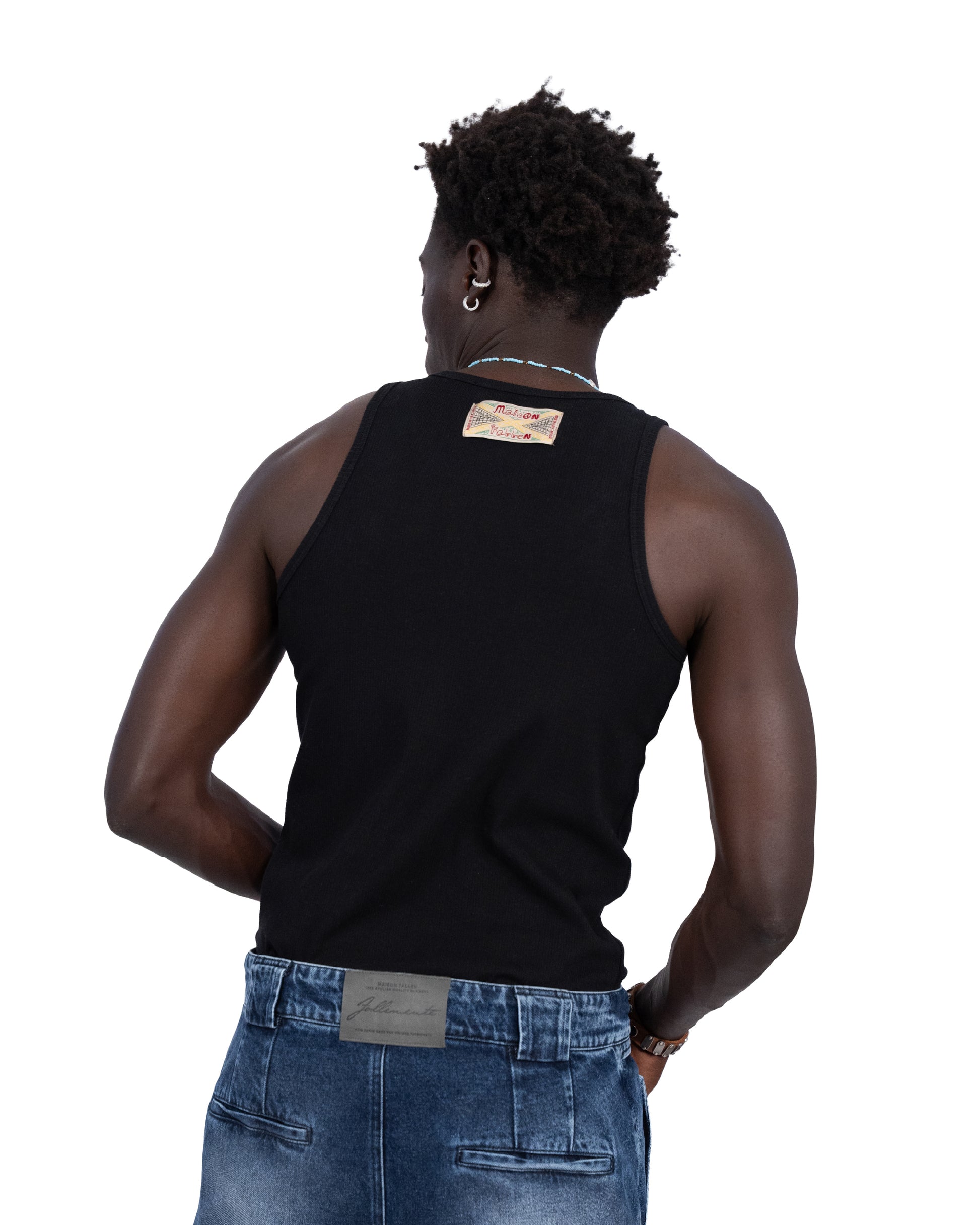 "coconut" cotton rib tank black  — Patwa SS26