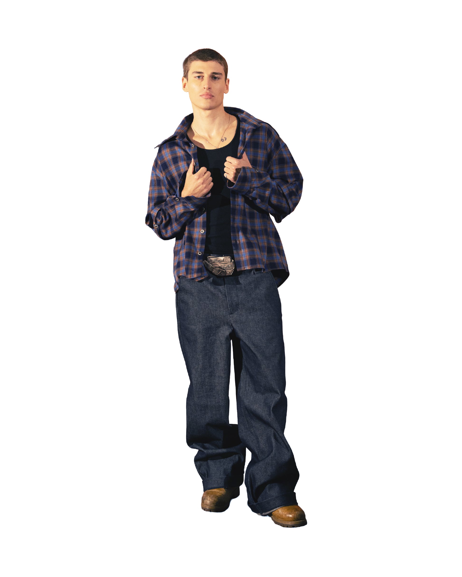 2IN1 DETACHABLE FLANNEL SHIRT BLUE