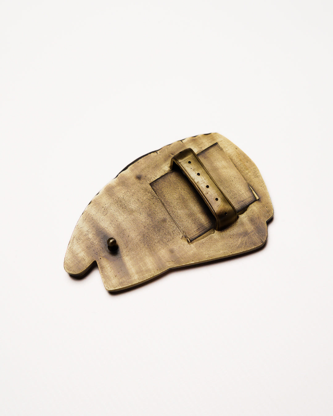 Brown leather belt with buckle on a white background