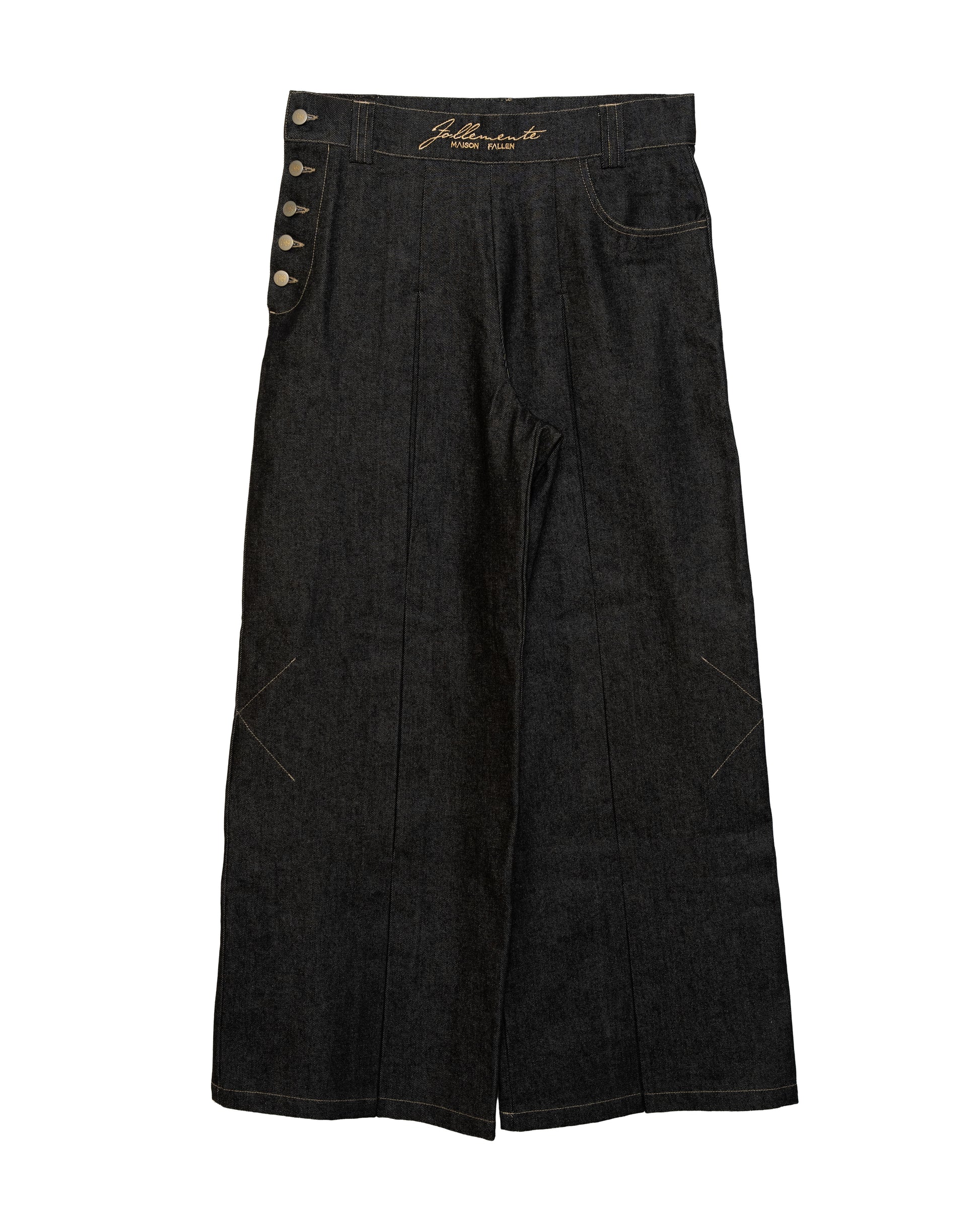 Sculpted Black Raw Denim Jeans — Follemente