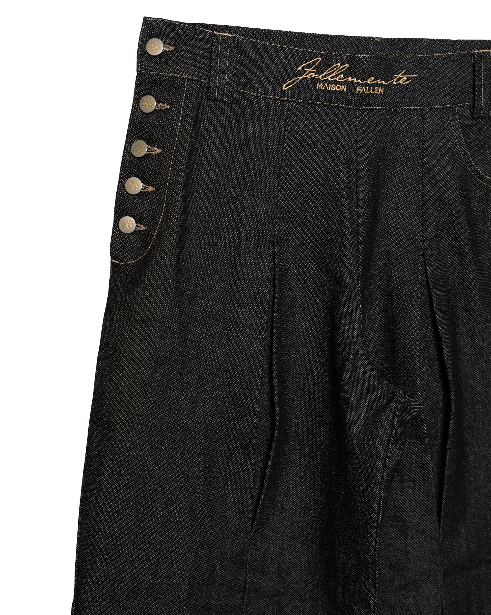 Sculpted Black Raw Denim Jeans — Follemente