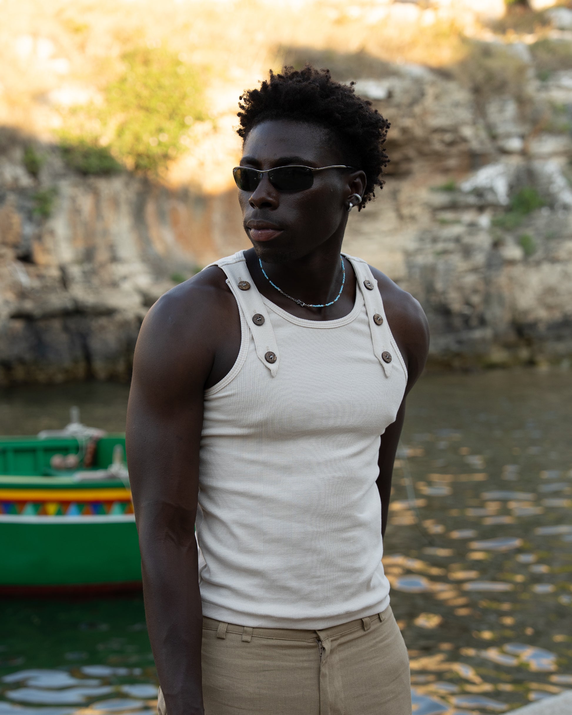 "coconut" cotton rib tank cream  — Patwa SS26