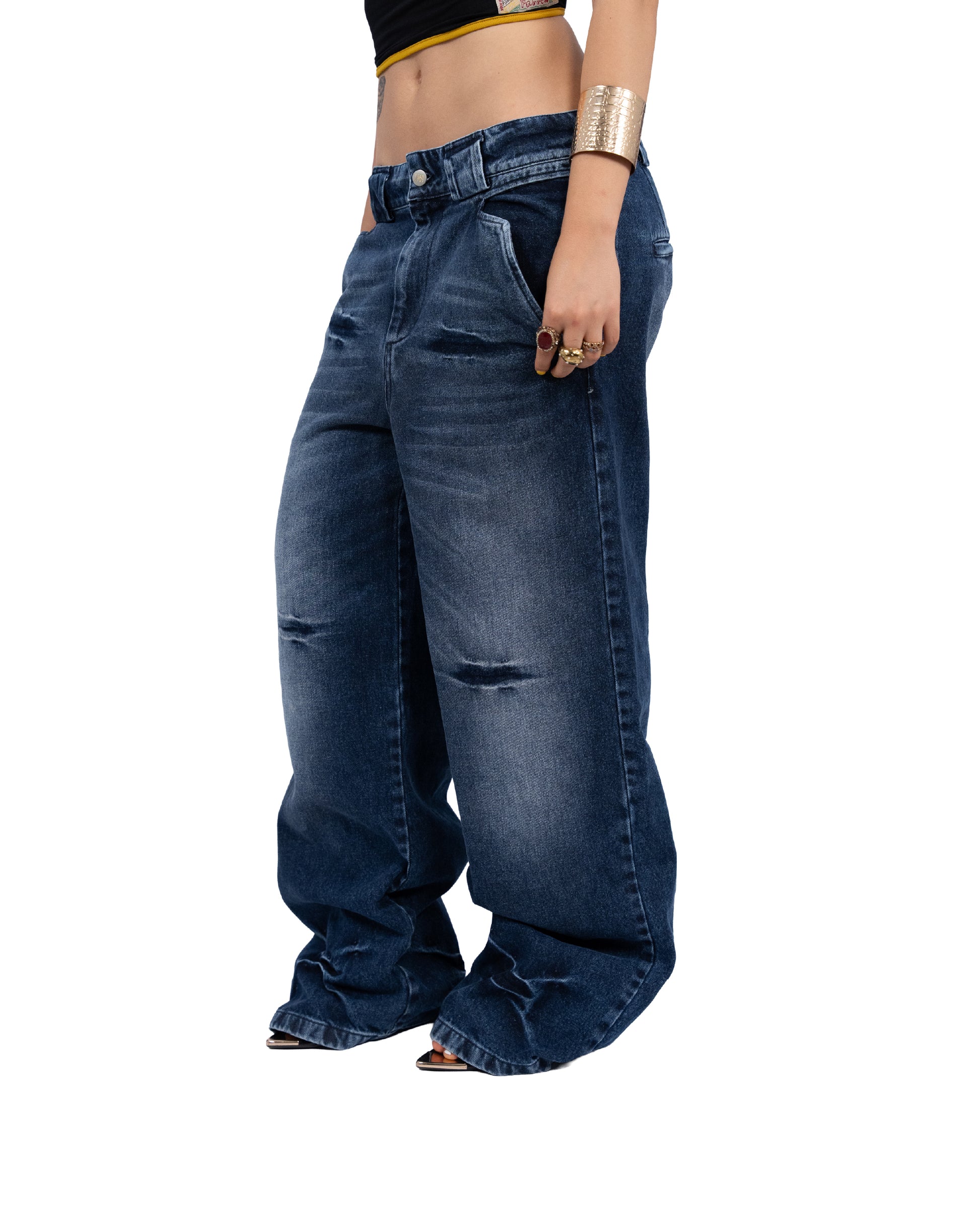 “Follemente” vintage washed denim pants — 1969 Follemente
