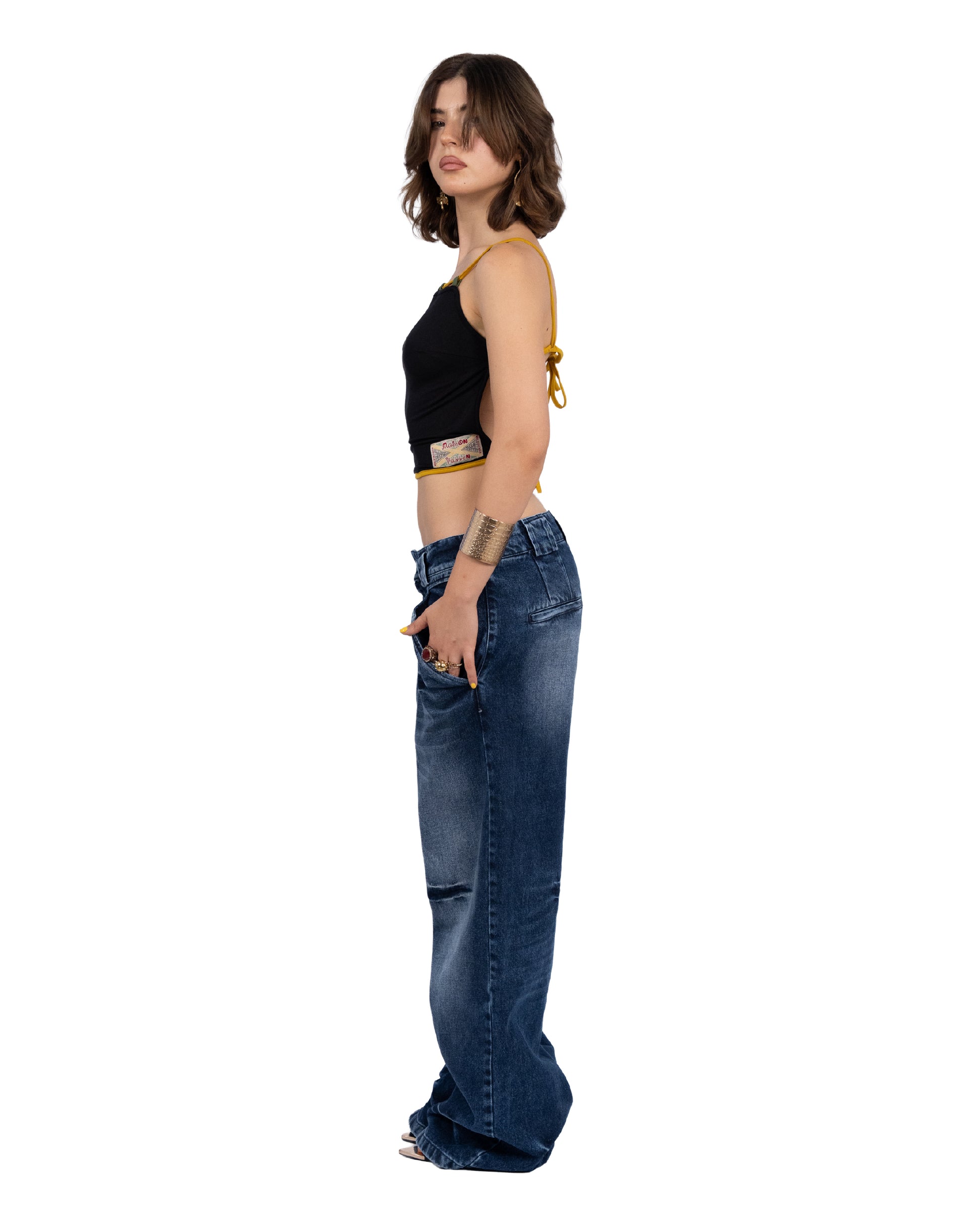 “Follemente” vintage washed denim pants — 1969 Follemente