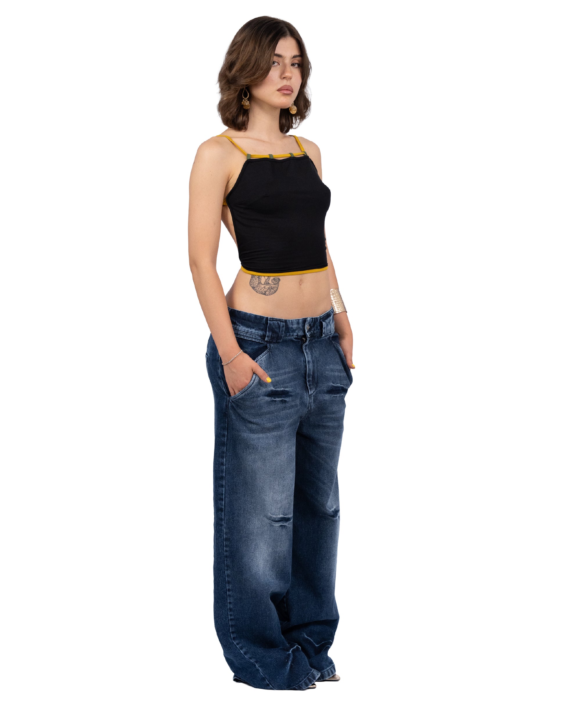 “Follemente” vintage washed denim pants — 1969 Follemente