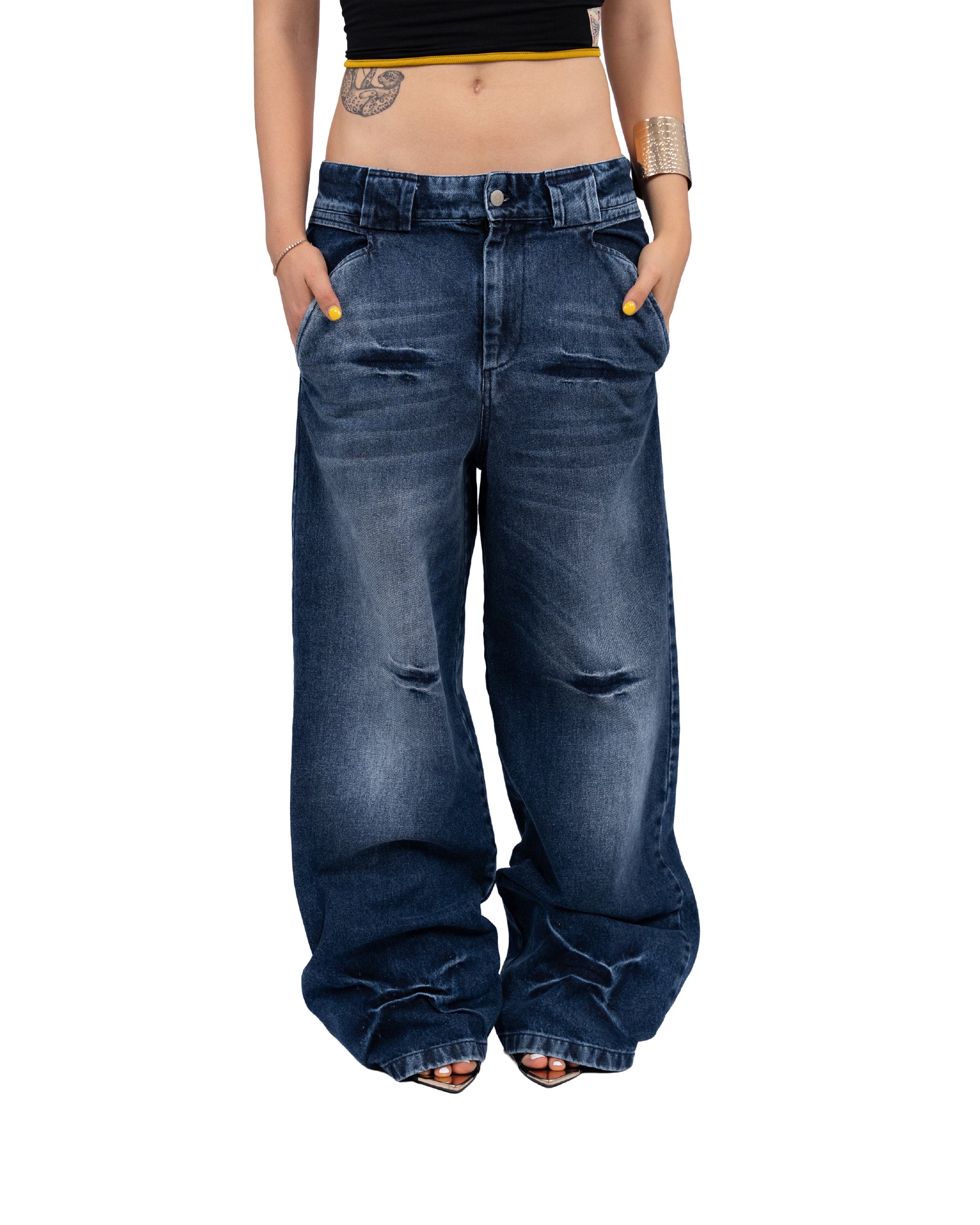 “Follemente” vintage washed denim pants — 1969 Follemente